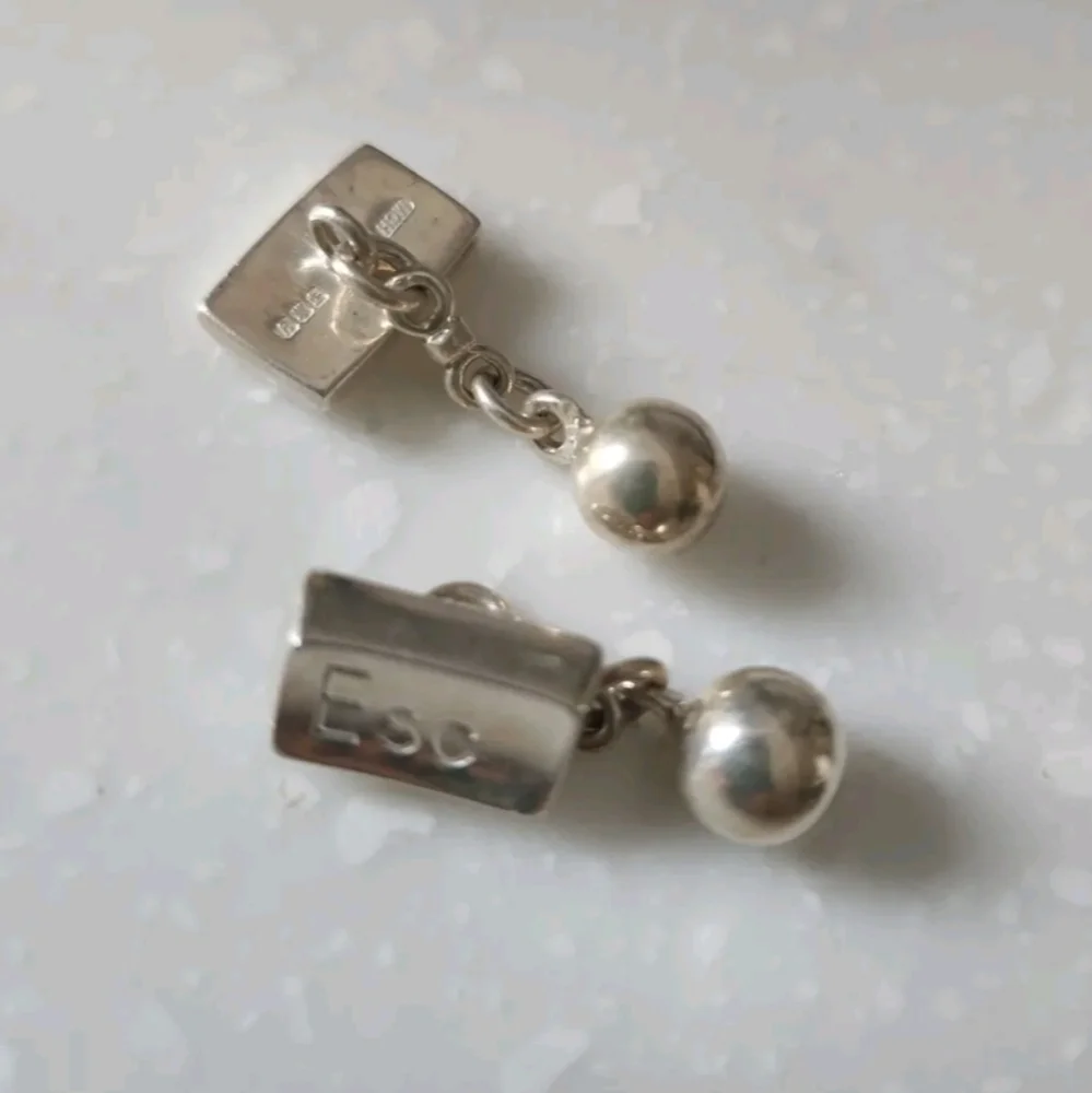 Vintage Silver Cufflinks Keyboard ESC with Edinburgh Caste Stamp , York.